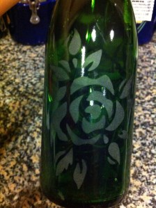 Repurposed wine bottle unlit